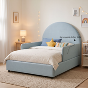 LittleNest Upholstered Kids Bed with full-length safety side rails, view 2 – Dune & Pine